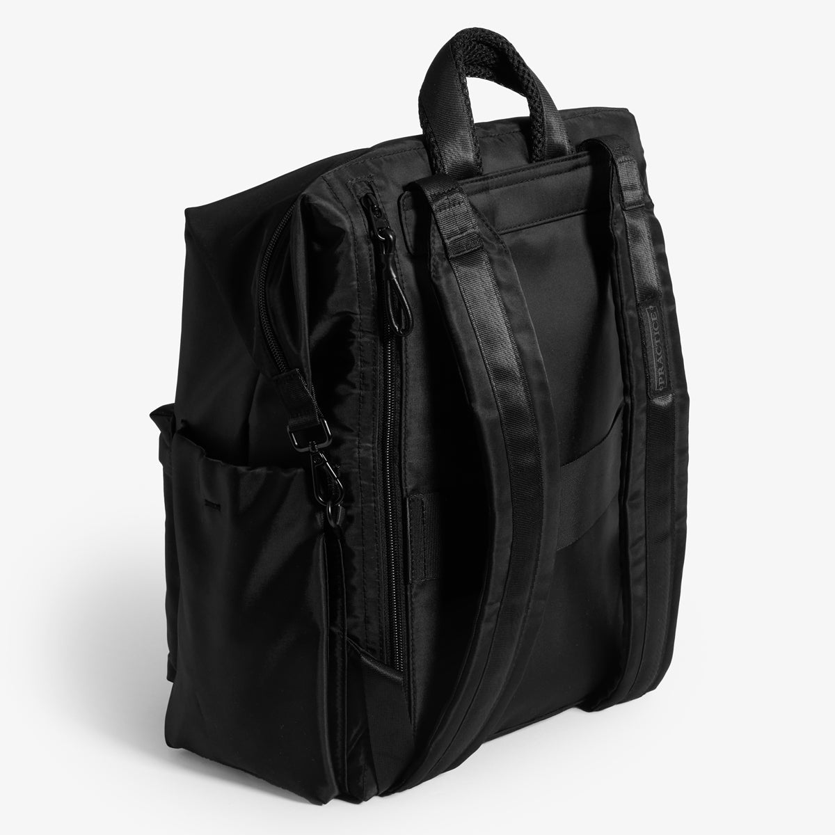 Practice Karma Medium Backpack in Eclipse black color back view of straps