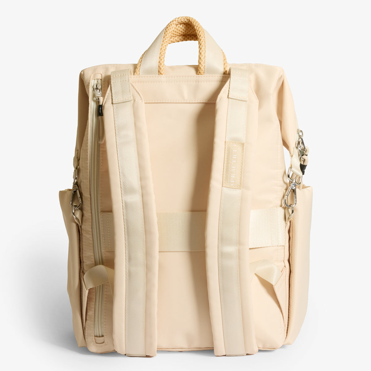 Practice Karma Medium Backpack in Tofu cream color back of bag with backpack straps