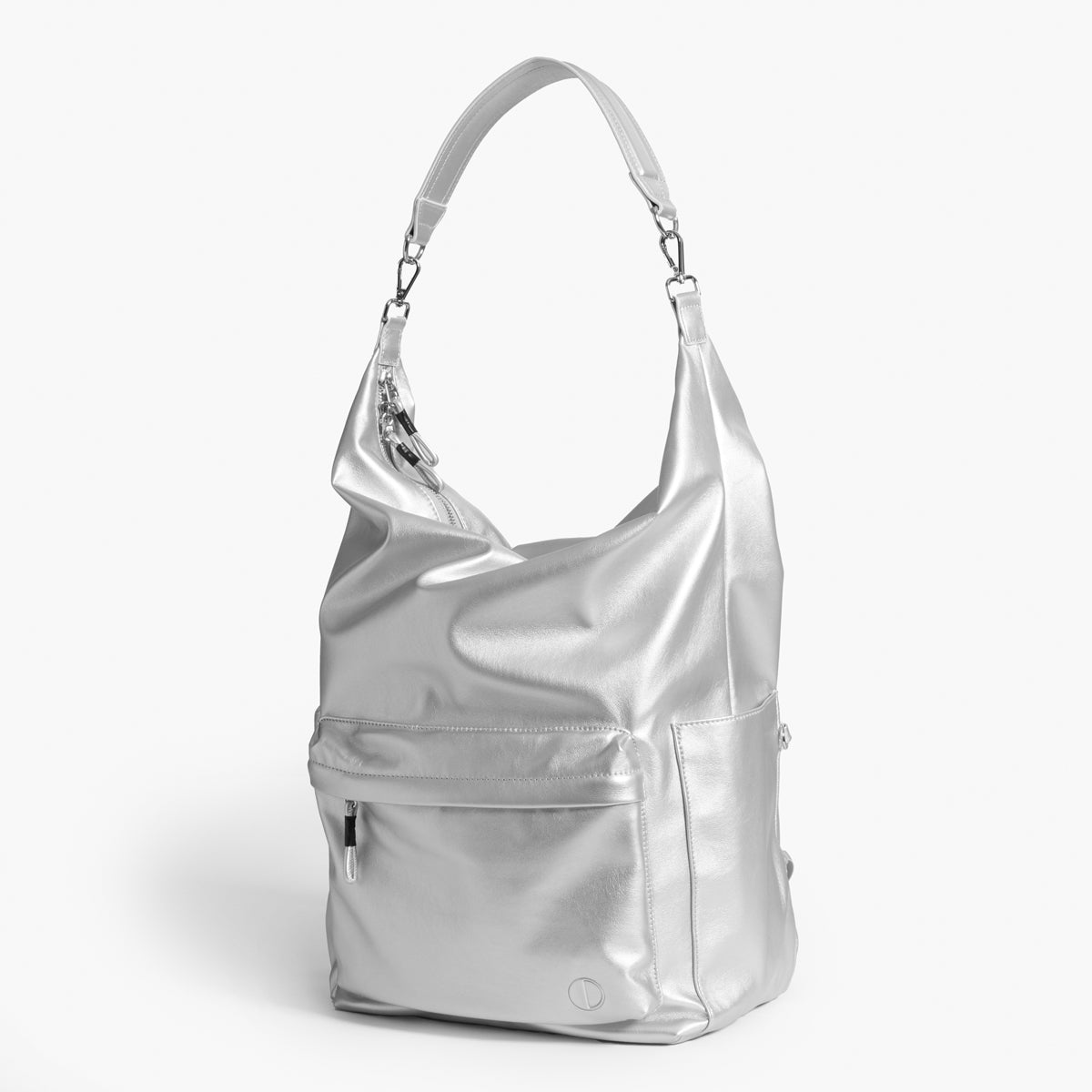 Practice Karma Medium Backpack in Silver color shoulder strap extended